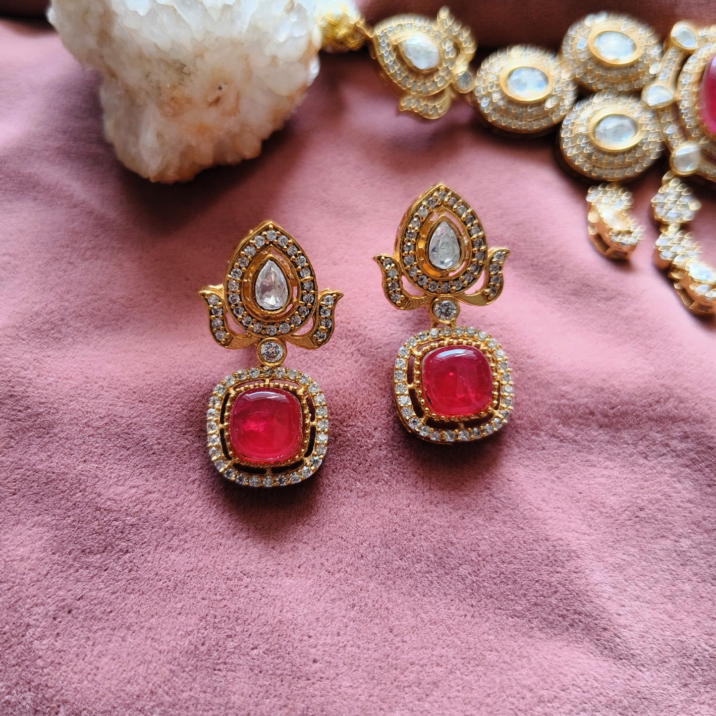 Ruhaniya Ruby Kundan Bridal Choker Set
