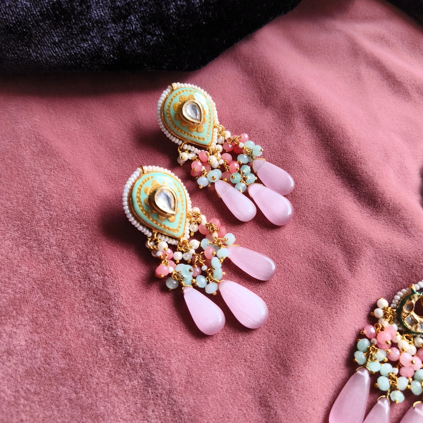 Gulbahaar Pastel Kundan Meenakari Bridal Necklace Set