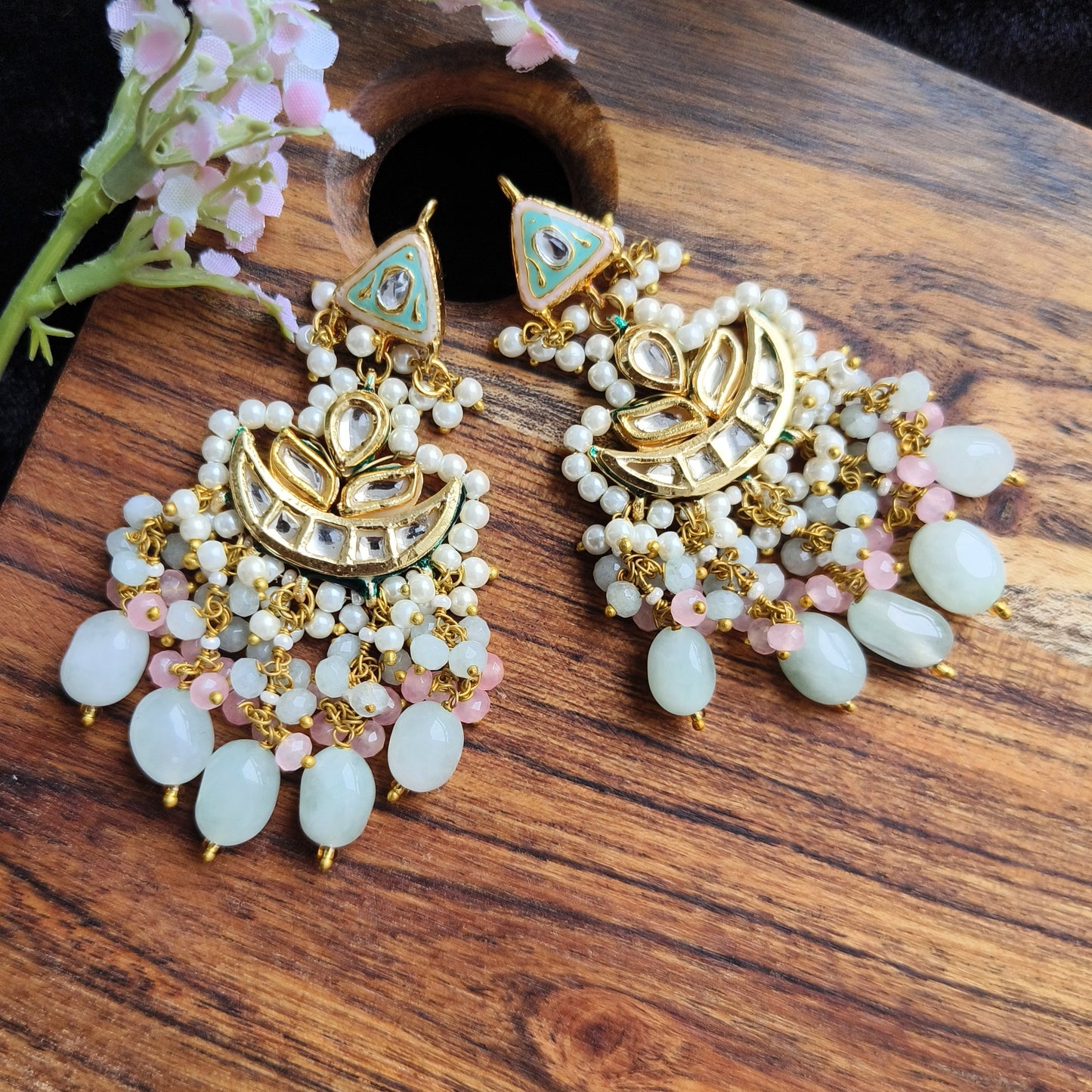 Handcrafted Mughal Bridal Necklace Set with Meenakari & Beads | Kundan Wedding Jewellery