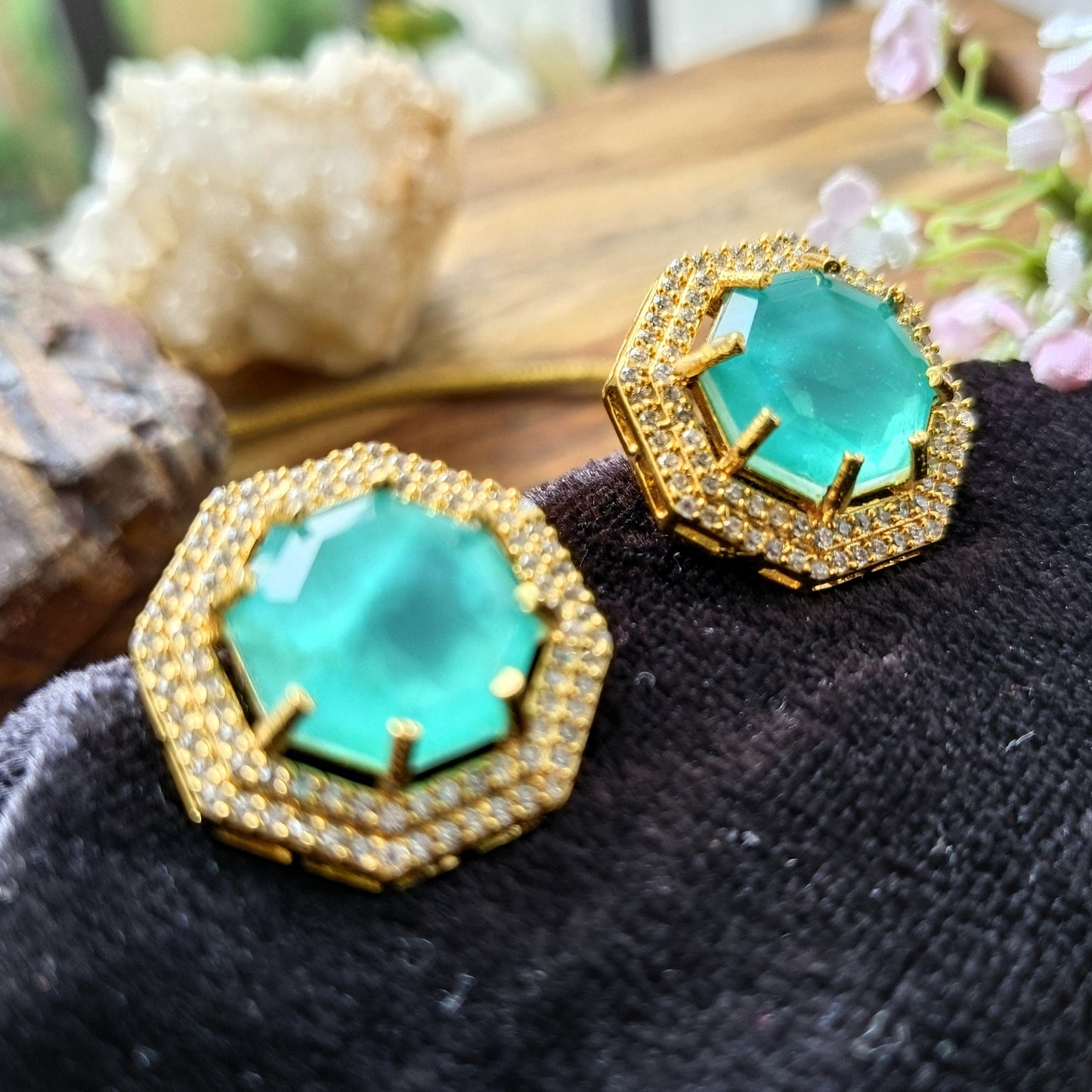 Gold Choker Necklace Set with Emerald Green Stone | Modern Designer Jewellery Set