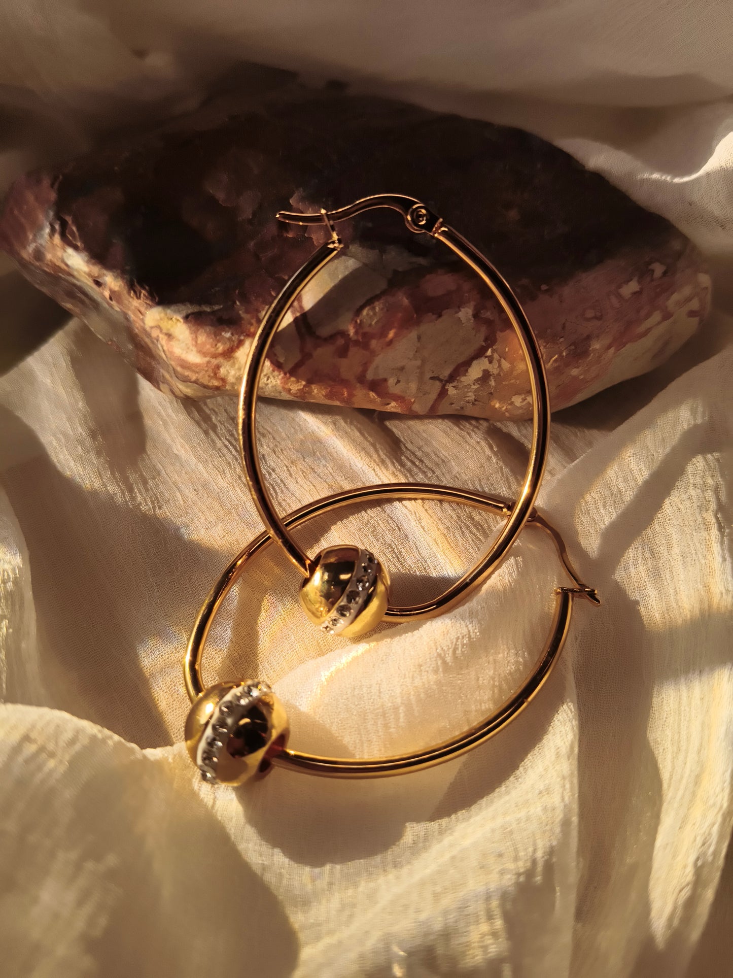 Gold Hoop Earrings with Crystal Bead – Elegant & Timeless Jewellery for Women