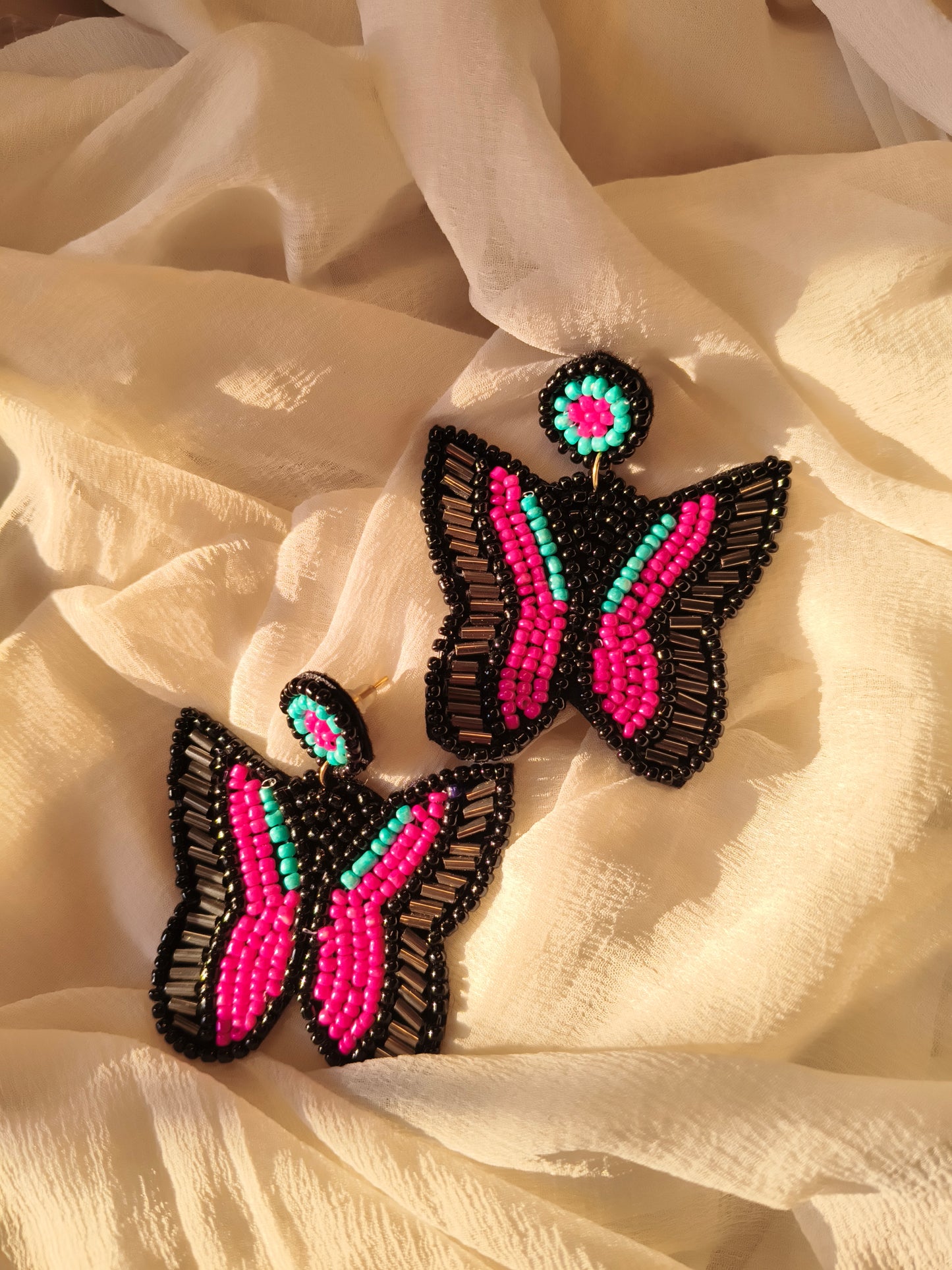 Handcrafted Beaded Butterfly Earrings – Bold & Colorful Statement Jewellery