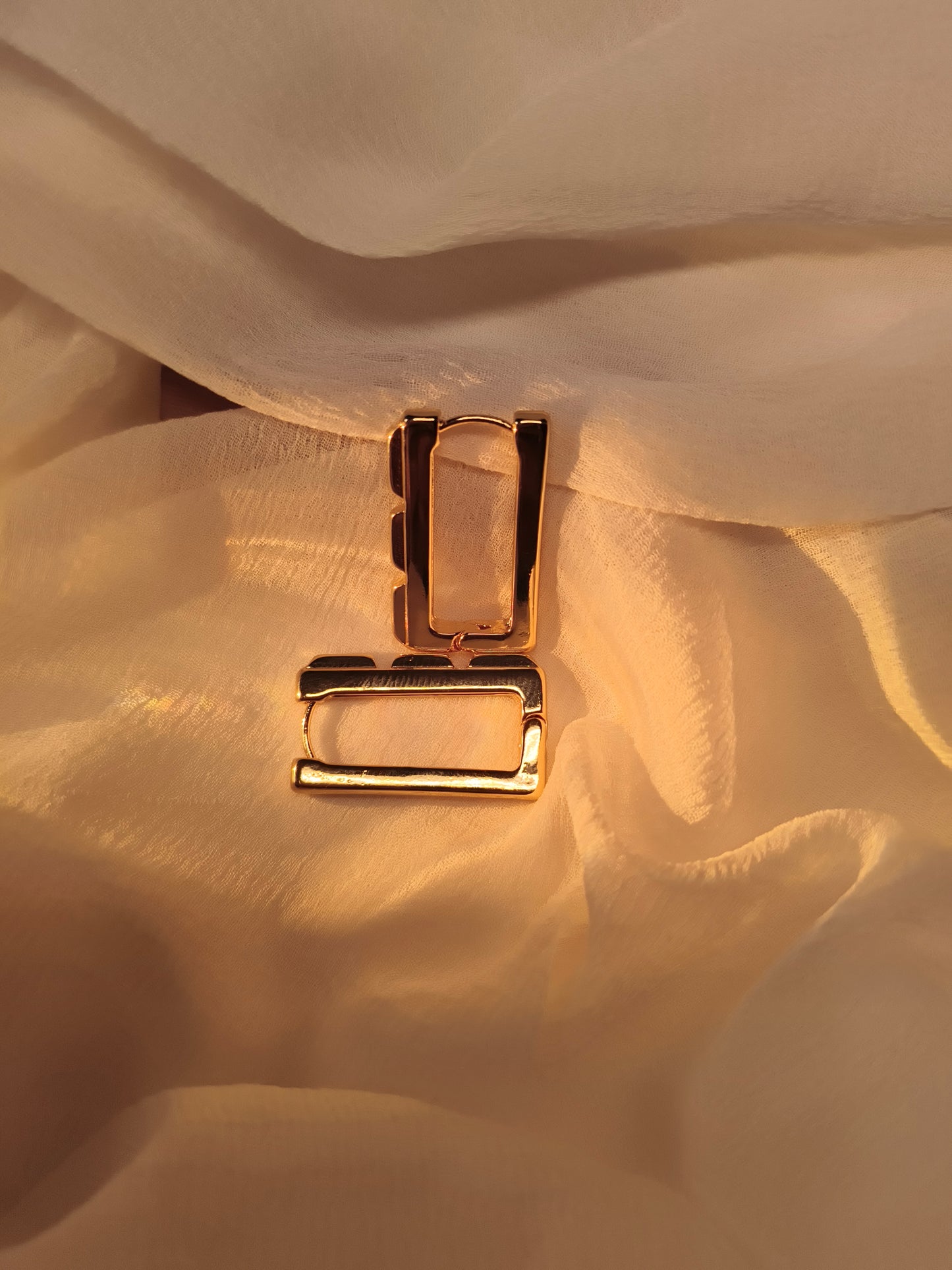 Luxe Geometric Rectangle Hoop Earrings – Gold Plated
