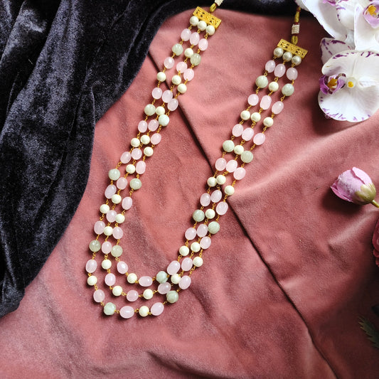 Blush Meadow Beaded Necklace | Pastel Multilayer Jewellery for Festive & Ethnic Wear