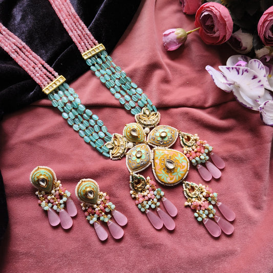 Gulbahaar Pastel Kundan Meenakari Bridal Necklace Set