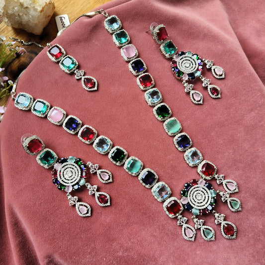 Celestial Prism Gemstone Necklace Set