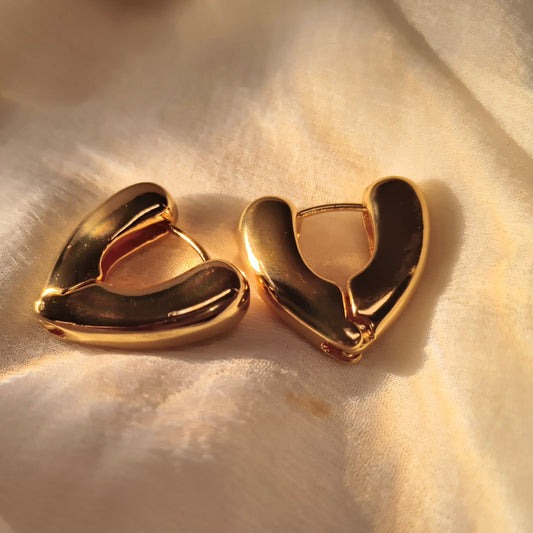 Chunky Heart Huggie Earrings – Modern & Minimalist Love-Inspired Jewellery