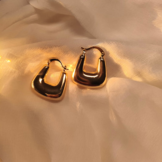 Bold Arc Hoops – Geometric Gold-Plated Statement Earrings