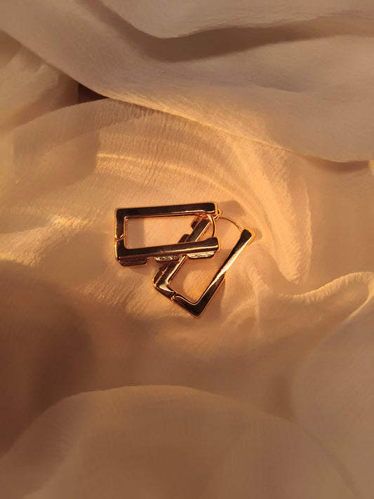 Luxe Geometric Rectangle Hoop Earrings – Gold Plated